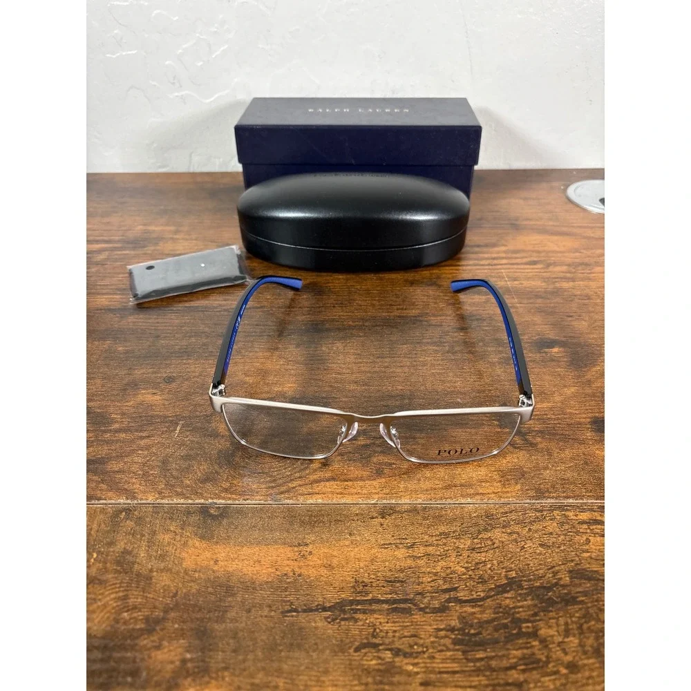 Polo Ralph Lauren PH1229 9001 Silver Blue Rectangular Eyeglass Frames 54-17-145
